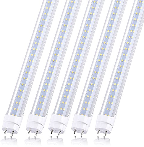 JOMITOP T8 LED Light Bulb 4FT, Ballast Bypass Required, 3360 Lumens, 2pin G13 End Day White 5000K, Replace 80W Fluorescent Light,Cold White 6000K, Dual-End Powered Clear Cover AC 85-277V 25Pack