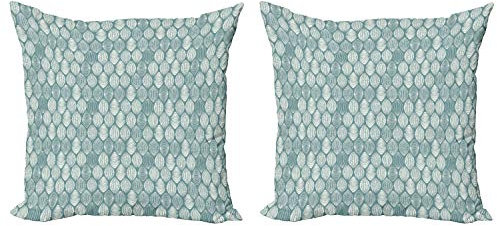 ABAKUHAUS Geometrisch Kissenbezug Set (2Stück), Oval Doodle, doppelseitiges Digitaldruckdekor mit Reißverschluss, 50 cm, Coconut Turquoise