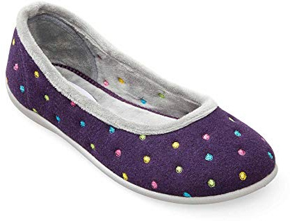 Padders Ballerina Wide E Fitting Womens Memory Foam Slippers - Purple, UK4