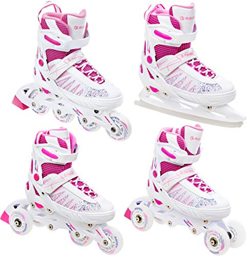 4-i-1 inlines, trisker/rullskor/skridskor Raven Grace LED justerbara justerbara justerbara (35–39 (23–25,5 cm))