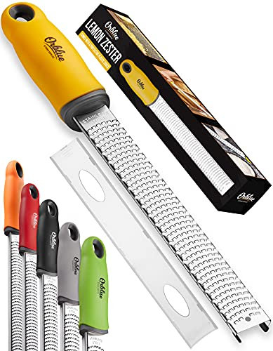 ORBLUE Käsereibe Zitronenreibe Zester Reibe Fein Parmesanreibe Handreibe Rasiermesserscharfe Premium Edelstahl Reibeoberfläche- für Hartkäse - Ingwerreibe