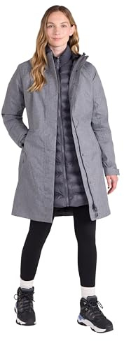 Mountain Warehouse Alaskan Womens 3 In 1 Long Jacket - Waterproof, Breathable, Adjustable Raincoat, Detachable Inner Coat & Taped Seams - Spring Summer, Outdoors Dark Grey Women's Size 16