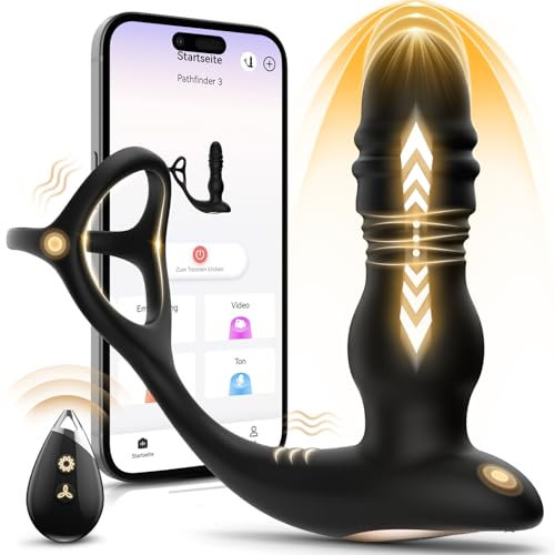 Sex Spielzeug für die Männer Analvibratoren für mann Dildo Vibrator Analplug mit 7 Stoßfunktion 7 Vibrations, für Paare Prostata Stimulation mit Penisring Sex Toys