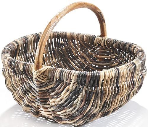 Kobolo Einkaufskorb Korb Rattankorb geflochten - Rattan - multicolor dunkelbraun