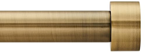 Curtain Poles End Cap Finials 1 inch diameter Antique Brass Extendable curtain pole 76 to 320 cm 3 piece brackets. 30 to 126 inch Heavy Duty curtain rod for Living room, Bedroom, Kitchen room