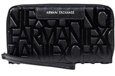 Armani Exchange Women's Essential, Liz, Pebble, Embossed Logo, Travel Accessory- Travel Wallet, Black