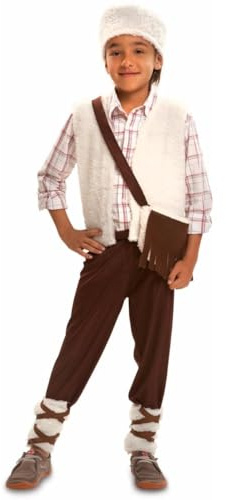 My Other Me - Costume da pastore per bambino con cappello, gilet, mancino e scaldabagni in bianco e marrone, taglia 5-6 anni. Perfetto per le tue feste di tradizione e cultura