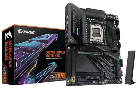 GIGABYTE X870E AORUS ELITE X3D Motherboard - Supports AMD Ryzen 9000 CPUs, 16+2+2 Phases Digital VRM, up to 9000Hz DDR5 (OC), 2xPCIe 5.0 + 2xPCIe 4.0, Wi-Fi 7, 5GbE LAN, USB 4