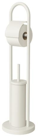 Set Porta Carta Igienica e Scopino WC - 10x80 cm Piantana da BAGNO Portarotolo e Scopino in Acciaio Inox - Porta Rotolo Carta Igienica Da Terra con Design Salvaspazio