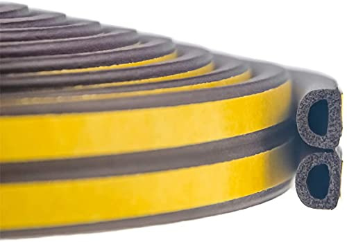 Draught Excluder Tape for Door Window Self-Adhesive Foam Sealing Strip Type D Against Cold Draught/Soundproof/Waterproof/Dustproof, 5M x 4 Seals Total 20M Brown