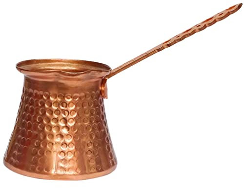 BESTonZON Cafetera Turca De Cobre: ​​Cafetera Árabe Griega Olla Para Calentar Mantequilla Hecha A Mano Otomana Martillada Cezve Jezve Ibrik Brikis Calentador De Leche Jarra De Salsa Para