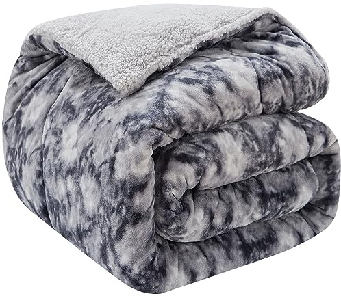 CHOSHOME Kuscheldecke Flauschig Warm Kuscheldecke 230x270CM Sherpa Decke Super Weiche Kunstfelldecke XXL Decke Dicke Flanell Mikrofaser Couchdecke Weiche Warme Fleecedecke Geschenke Dunkelgrau