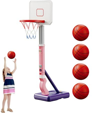 aro de Baloncesto para niños - aro de Baloncesto al Aire | de Baloncesto Interior | de Baloncesto para niños con Soporte, Juguete de portería de Baloncesto Ajustable para niños
