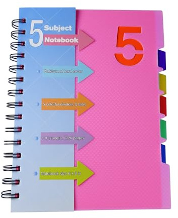 BMZXCH 220 Hojas (110 páginas) Cuaderno Libreta Espiral con Separadores Oficina, A5 Cuaderno Espiral con Etiquetas Pestañas, Pequeño Cuaderno Espiral con Registro para Escuela, Oficina o Hogar (Rosa)