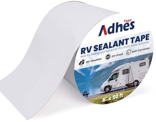 Adhes Ruban éTanche Blanc En Butyle Pour RV 150 MM X 15 M Ruban Pour Caravane, Bande Etancheite Autocollante Bitumeuse, Camping-Car, Toiture