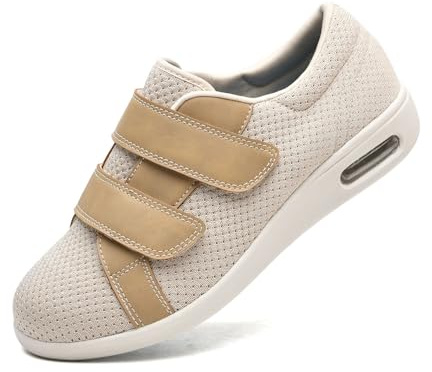 JTNZDAW Chaussures Scratch personne âGéE Pantoufle OrthopéDiques Homme Pantoufles Femme Confortable Chaussure Pied Large Pieds Larges(Beige,43 EU)