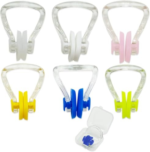 6 Pezzi Tappanaso in Silicone Piscina,Tappanaso Nuoto Sincronizzato,Tappo Piscina con Scatola,Tappi Nuoto Clip,Tappi Protector,Tappanaso Piscina,per Sport