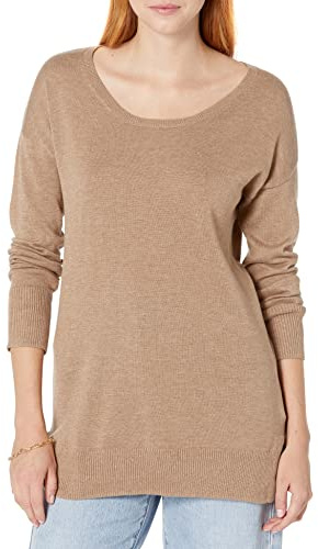 Amazon Essentials Maglione a Tunica Leggero a Maniche Lunghe Girocollo (Disponibile in Taglie Forti) Donna, Cammello Puntinato, S