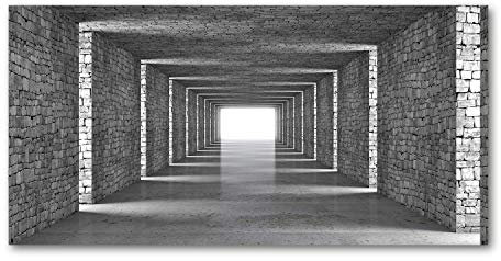 Tulup Glass Picture Wall Art - 100x50cm - Tempered Glass Decoration - Print for Living room Bedroom - Toughened Glass Image - Glass picture Wall Art - Brick tunnel
