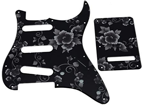 Dopro 11 Hole Strat SSS 3D Printed plastic pickguard ST Back Plate Trem Cover for USA/Mexican FD Strat Flower Pattern