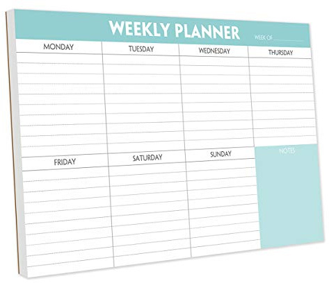 Weekly Planner Notepad - Tear Off Planning Pad with Daily Schedule & Calendar, 52 Sheets, 100gsm Paper, Undated Weekly To Do List Notepad, 10x7 in