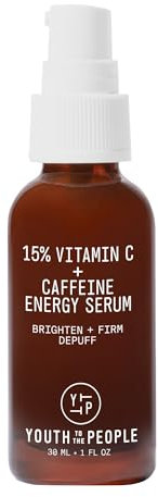 Youth To The People 15% Vitamin C + Clean Caffeine Energy Serum - Visibly Reduce Morning Puffiness - Hydrating Vitamin C Face Serum with Antioxidant Blend - Hydrating - Vegan Skincare (1 oz)