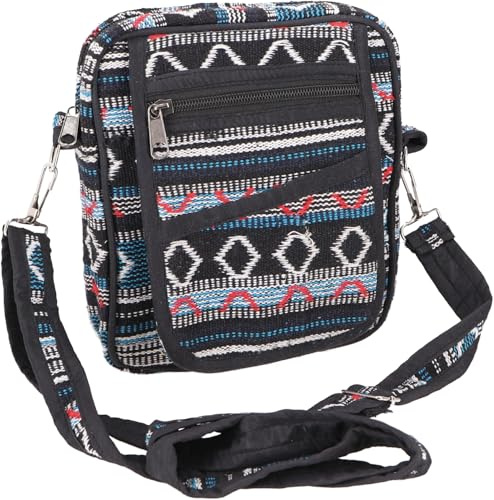 GURU SHOP Natürliche Schultertasche, Boho Ethnotasche, Kameratasche - 11, Unisex - Erwachsene, 20x16x4 cm