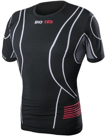 BIOTEX T-Shirt Hightech per Ciclismo e Running, Intimo Tecnico Sportivo, Maglia Termica con 4 Zone di Compressione, Nero, Taglia II (M/L)