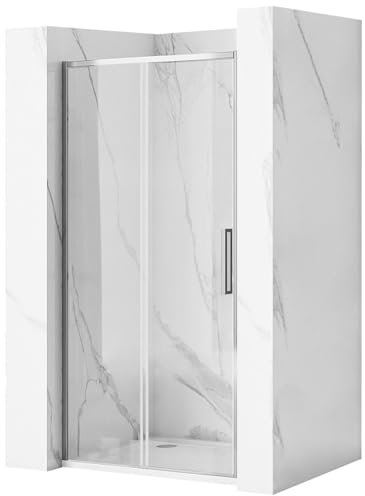 Rea RAPID SLIDE 100 CHROM DUSCHSCHIEBETÜR Klares gehärtetes Sicherheitsglas 6 mm (Chrom)