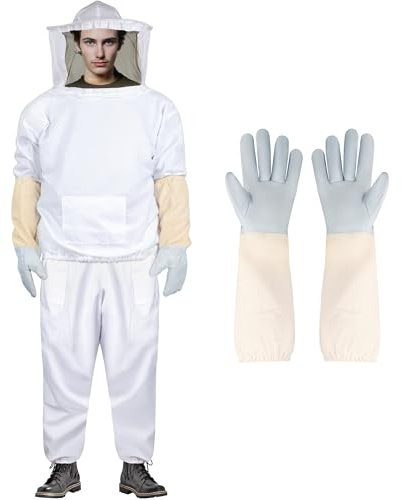MUETKNYE Bee Suit Bee keeper for Men Women Sting Proof Beekeeper Suits with Glove &Ventilated Hood Bee Keeping Starter kit & Beekeeping Supplies