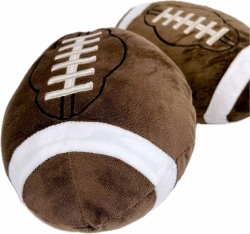 GiftExpress 2-Pack Football Plush Pillow, 12” Soft Stuffed Throw Cushion with Embroidered Laces, Brown/White Football‑Shaped Décor for Game Day, Kids’ Rooms, Couch & Man Cave