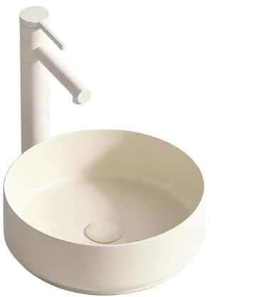 Lavabo De Cerámica, Lavamanos Pequeño Con Grifo Extraíble Y Kit De Drenaje, Lavabo Moderno Sobre Encimera Para Tocador O Balcón(14.1x4.5in/36x11.5cm)