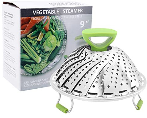 ShawFly Panier à Vapeur Pliable en Acier Inoxydable pour Vapeur, bac à Filtre à Eau, avec poignée Extensible Anti-Chaude et Pieds antidérapants