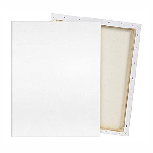 Single White Stretched Blank Framed Canvas (16 x 24 inches) 100% Cotton Acid-Free Primed Painting Canvas - for Painting Acrylic, Oil Paint, Watercolour Paint for Hobby Painters, Students & Kids