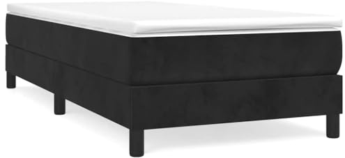 vidaXL Cadre de Lit à Lattes, Lit Rembourré, Lit Simple avec Sommier à Lattes, Lit Adulte de Chambre à Coucher Intérieur, Moderne, Noir 80x200 cm Velours