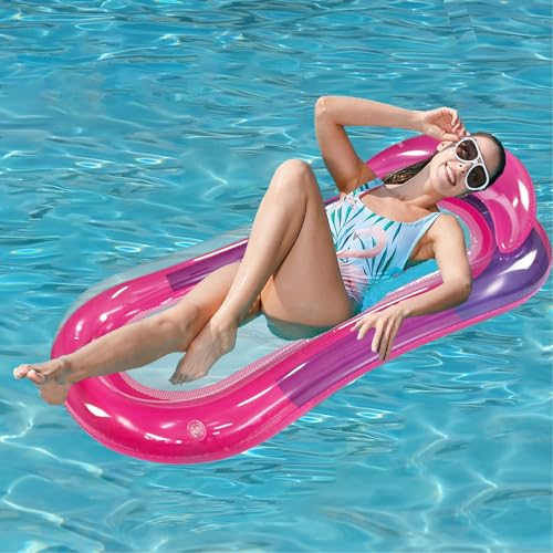 Wasser Schwimmende Hängematte, Mehrzweck-Bequemes Pool-Aufblasbares Bett mit Kopfstütze, Schwimmende Hängematte Wassersofa Lounge Stuhl Drifter für Pool, See, Outdoor, Strand