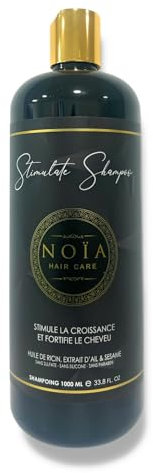 NOIA HAIR - SHAMPOING PROFESSIONNEL SANS SULFATES 1000ML + BROSSE BRUSHING OFFERTE (STIMULATE SHAMPOING RICIN, AIL & SESAME 1000ML)