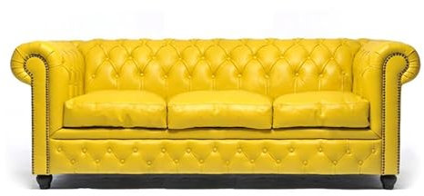 Chesterfield Soffa Brighton – The Brand | 3-sitsig | 100 % läder, handgjord, originalbredd 200 cm (gul)