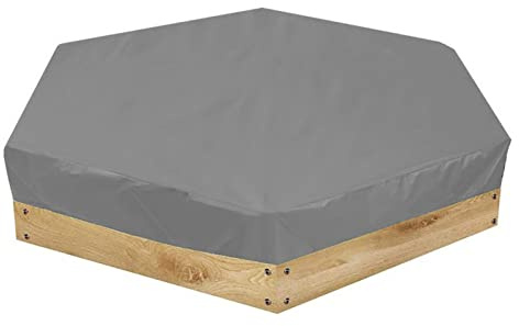 Focket Copertura per sabbiera, Copertura Impermeabile per sabbiera Esagonale con Coulisse, Copertura Protettiva Anti per Piscina per Esterni (140x120x20cm) (Grigio)