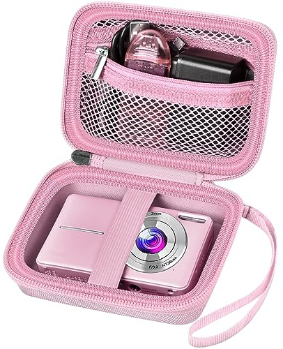 Digital Camera Case Compatible with VAHOIALD FHD 1080P/ for CAMKORY Digital Point and Shoot/for KODAK PIXPRO FZ45-BK 16MP Vlogging/for IWEUKJLO/for Nsoela, Holder for SD Card More- Pink (Box Only)