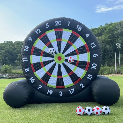 Bersaglio gonfiabile per freccette da calcio all'aperto (3 m di altezza), contiene 8 palline da calcio e ventilatore da 370 W,gioco gigante da calcio all'aperto con grande bersaglio