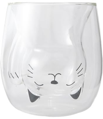 lachineuse - Tasse Chat Maneki Neko Blanc - Verre Double Paroi - Contenance 220 ml - Tasse Café, Thé, Chocolat Chaud, Cappuccino - Mug Déco Japonaise - Idée Cadeau Japon Asie