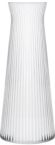 KONZEPT Vaso in vetro alto 25 cm, moderno, con scanalature, piccolo, decorazione per erba della pampa, tulipani e fiori secchi