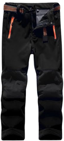 Hpbygstae vattentäta termobyxor för pojkar och flickor, snöbyxor, vinterutomhusbyxor, vandringsbyxor, barn softshell skidbyxor, #23-svart, 150-164
