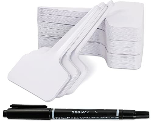 200Pcs 4 Inch T-Type Plant Name Tags Garden Labels Markers With Permanent Marking Pen - Waterproof Plastic Stakes for Outdoor Nursery