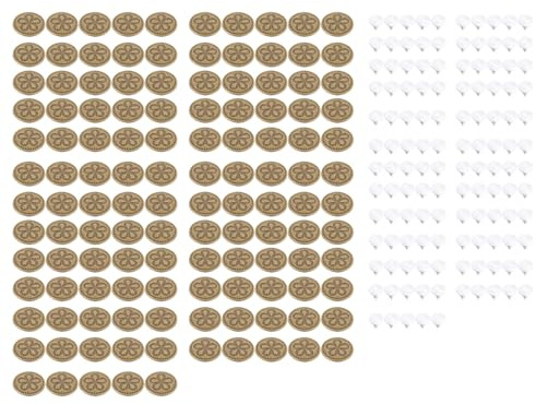 125 uppsättningar byxknappar brons färg rostfritt stål 17 mm 5 kronblad blommönster lock 2,5 x 8 mm spetsiga skruvar gängknapp