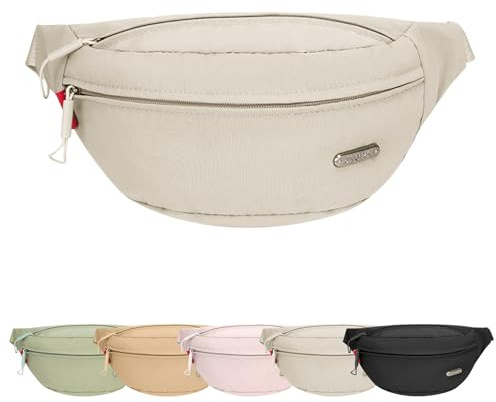 Mayoii Lightweight Bum Bag for Travel Sport Hiking Stylish Bumbags for Ladies and Bumbags for Men Water Resistant Fanny Pack for Women Adjustable Waist Belt (1, White, One Size)