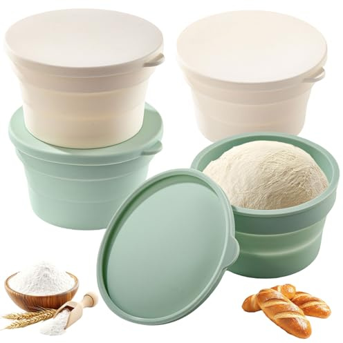 Aromaticaerope 4 Pièces Boite a Paton Pizza, Pliables, Résistantes à la Chaleur et Résistantes au Froid, pas Faciles à Coller, Panier de Fermentation du Pain, Réutilisable, Adapté à la Pâte Fermentée