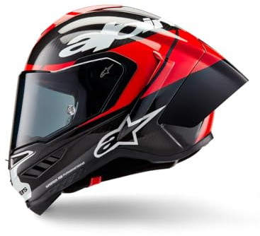 Super-Tech R10 Full Face Motorbike Helmet Lightweight Racing Motorcycle Helmet for Men with Carbon Shell Aerodynamic Design Advanced Ventilation DOT & ECE Certified - Black Red