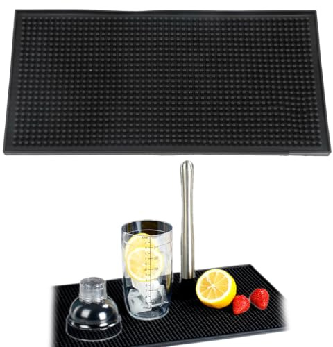 UIEXAY Lot De 1 Tapis De Bar En Caoutchouc De 30 X 15 Cm - Séchage Rapide - Pour Bar, Cuisine, Café, Restaurant, Comptoir - Noir